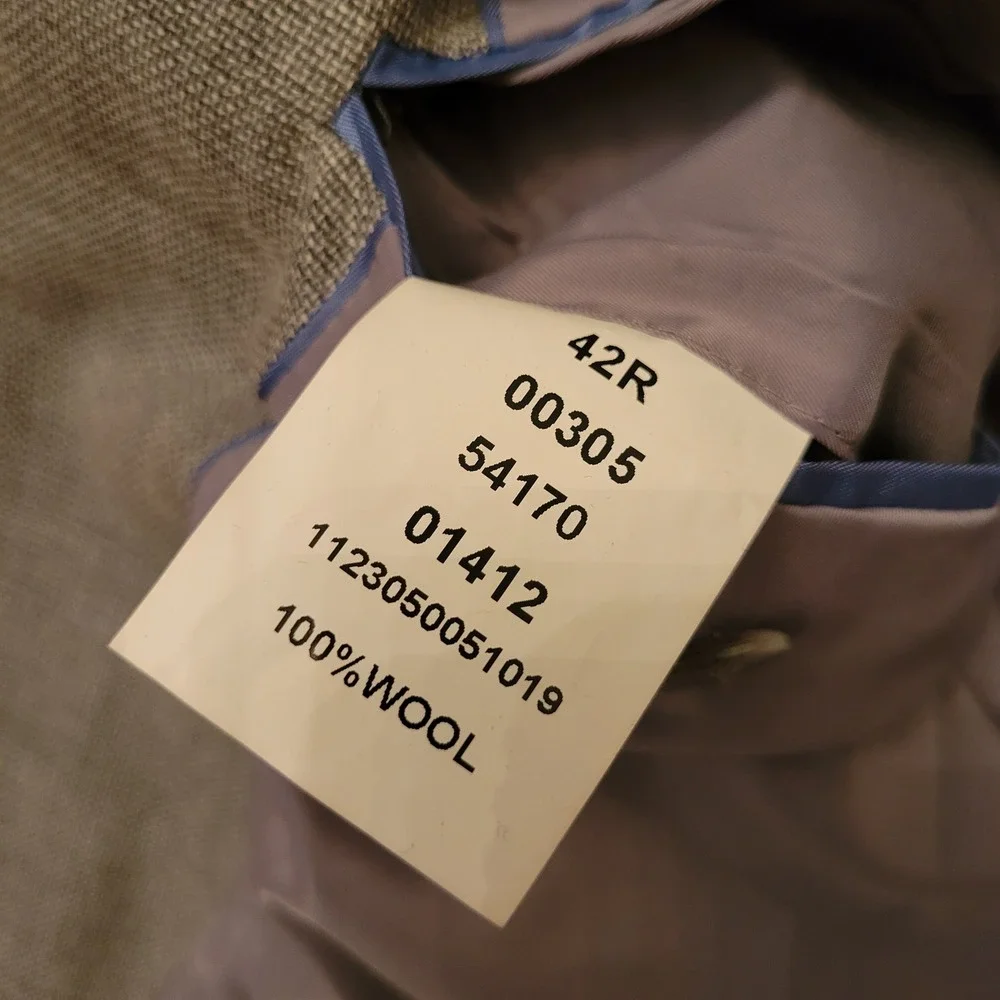Jos A Bank 42R Blazer Gray Wool Hopsack Tailored Travelers Jacket Sport Coat